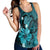 Hawaiian Map Big Turtle Hibiscus Plumeria Tribal Polynesian Racerback Tank - Turquoise - AH - Polynesian Pride