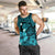 Hawaiian Map Big Turtle Hibiscus Plumeria Tribal Polynesian Tank Top - Turquoise - AH - Polynesian Pride