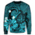 Hawaiian Map Big Turtle Hibiscus Plumeria Tribal Polynesian Sweatshirt - Turquoise - AH - Polynesian Pride