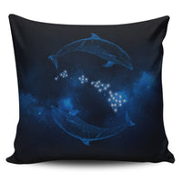 Hawaiian Map Galaxy Zodiac Dolphin Polynesian Pillow Covers - AH Pillow Covers Black - Polynesian Pride