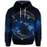 Hawaiian Map Galaxy Zodiac Dolphin White Polynesian Hoodie - Polynesian Pride