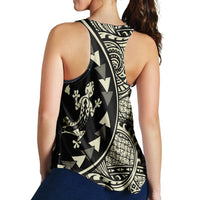 Hawaiian Map Gecko Tattoo Kakau Polynesian Racerback Tank Beige AH - Polynesian Pride