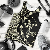 Hawaiian Map Gecko Tattoo Kakau Polynesian Tank Top Beige AH - Polynesian Pride