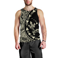 Hawaiian Map Gecko Tattoo Kakau Polynesian Tank Top Beige AH Black - Polynesian Pride