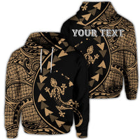 Custom Hawaiian Map Gecko Tattoo Kakau Polynesian Hoodie Gold Unisex Art - Polynesian Pride