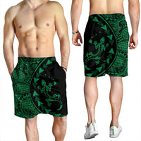 Hawaiian Map Gecko Tattoo Kakau Polynesian Men's Shorts Green AH - Polynesian Pride