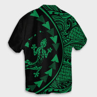 Hawaiian Map Gecko Tattoo Kakau Polynesian Hawaiian Shirt Green AH - Polynesian Pride