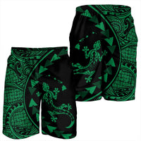 Hawaiian Map Gecko Tattoo Kakau Polynesian Men's Shorts Green AH - Polynesian Pride