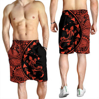Hawaiian Map Gecko Tattoo Kakau Polynesian Men's Shorts Orange AH - Polynesian Pride