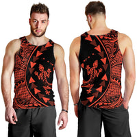 Hawaiian Map Gecko Tattoo Kakau Polynesian Tank Top Orange AH - Polynesian Pride