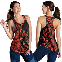 Hawaiian Map Gecko Tattoo Kakau Polynesian Racerback Tank Orange AH Black - Polynesian Pride