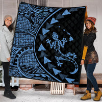 Hawaiian Map Gecko Tattoo Kakau Polynesian Premium Quilts Pastel Blue AH - Polynesian Pride