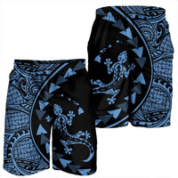 Hawaiian Map Gecko Tattoo Kakau Polynesian Men's Shorts Pastel Blue AH - Polynesian Pride