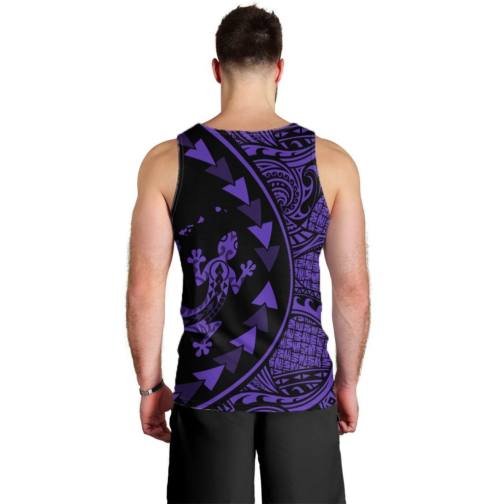 Hawaiian Map Gecko Tattoo Kakau Polynesian Tank Top Purple AH - Polynesian Pride