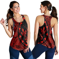 Hawaiian Map Gecko Tattoo Kakau Polynesian Racerback Tank Red AH Black - Polynesian Pride