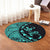 Hawaiian Map Gecko Tattoo Kakau Polynesian Round Carpet Turquoise AH - Polynesian Pride