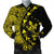 Hawaiian Map Gecko Tattoo Kakau Polynesian Bomber Jacket Yellow AH Black Unisex - Polynesian Pride