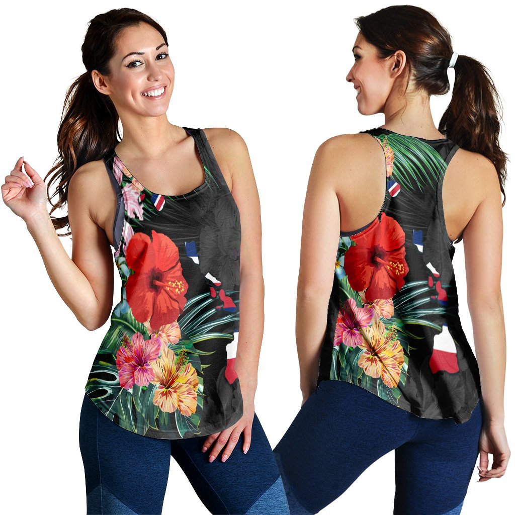 Hawaiian Map Hawaii Flag Hibiscus Polynesian Racerback Tank AH Black - Polynesian Pride