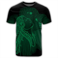 Hawaiian Map Heart Hula Girl Hibiscus Green Polynesian T Shirt - Polynesian Pride