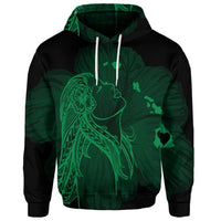 Custom Hawaiian Map Heart Hula Girl Hibiscus Green Polynesian Hoodie - Polynesian Pride