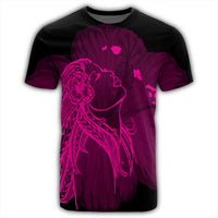 Hawaiian Map Heart Hula Girl Hibiscus Pink Polynesian T Shirt - Polynesian Pride