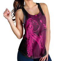 Hawaiian Map Heart Hula Girl Hibiscus Pink Polynesian Racerback Tank - AH - Polynesian Pride