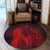 Hawaiian Map Heart Hula Girl Hibiscus Red Polynesian Round Carpet - AH - Polynesian Pride