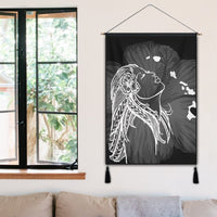 Hawaiian Map Heart Hula Girl Hibiscus White Polynesian Hanging Poster - AH - Polynesian Pride