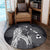 Hawaiian Map Heart Hula Girl Hibiscus White Polynesian Round Carpet - AH - Polynesian Pride