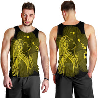 Hawaiian Map Heart Hula Girl Hibiscus Yellow Polynesian Tank Top - AH - Polynesian Pride