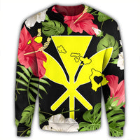 Hawaiian Map Heart Kanaka Hibiscus Polynesian Sweatshirt - AH - Polynesian Pride