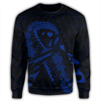 Hawaiian Map Heart Ribbon Cancer Hibiscus Blue Polynesian Sweatshirt - AH - Polynesian Pride