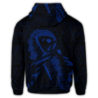 Hawaiian Map Heart Ribbon Cancer Hibiscus Blue Polynesian Zip Hoodie - Polynesian Pride