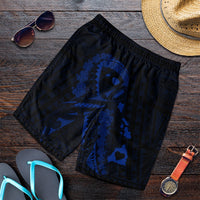 Hawaiian Map Heart Ribbon Cancer Hibiscus Blue Polynesian Men's Shorts - AH Art - Polynesian Pride