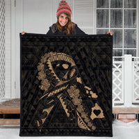 Hawaiian Map Heart Ribbon Cancer Hibiscus Gold Polynesian Premium Quilts - AH - Polynesian Pride
