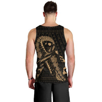Hawaiian Map Heart Ribbon Cancer Hibiscus Gold Polynesian Tank Top - AH - Polynesian Pride