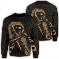 Hawaiian Map Heart Ribbon Cancer Hibiscus Gold Polynesian Sweatshirt - AH Unisex Black - Polynesian Pride
