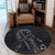 Hawaiian Map Heart Ribbon Cancer Hibiscus Gray Polynesian Round Carpet - AH - Polynesian Pride