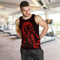Hawaiian Map Heart Ribbon Cancer Hibiscus Red Polynesian Tank Top - AH - Polynesian Pride