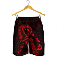 Hawaiian Map Heart Ribbon Cancer Hibiscus Red Polynesian Men's Shorts - AH - Polynesian Pride