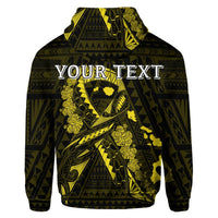 Custom Hawaiian Map Heart Ribbon Cancer Hibiscus Yellow Polynesian Hoodie - Polynesian Pride