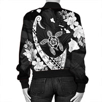 Hawaiian Map Hibiscus Turtle Fish Hook Polynesian Bomber Jacket - AH - Polynesian Pride