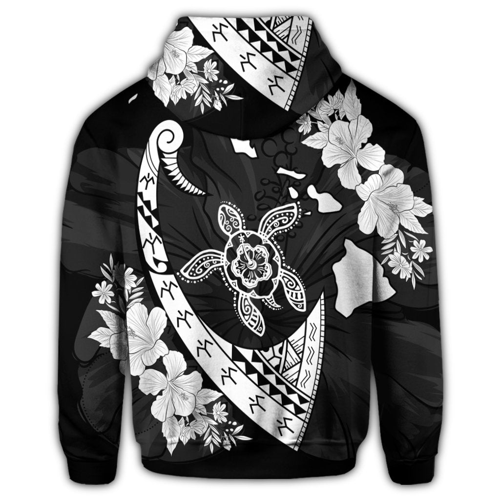 Hawaiian Map Hibiscus Turtle Fish Hook Polynesian Zip Hoodie - Polynesian Pride
