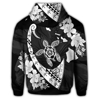 Hawaiian Map Hibiscus Turtle Fish Hook Polynesian Zip Hoodie - Polynesian Pride