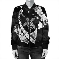 Hawaiian Map Hibiscus Turtle Fish Hook Polynesian Bomber Jacket - AH - Polynesian Pride