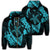 Hawaiian Map Hibiscus Turtle Fish Hook Polynesian Zip Hoodie Blue Unisex Art - Polynesian Pride