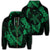 Hawaiian Map Hibiscus Turtle Fish Hook Polynesian Zip Hoodie Green Unisex Art - Polynesian Pride