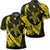Hawaiian Map Hibiscus Turtle Fish Hook Polynesian Polo Shirt Yellow Unisex Black - Polynesian Pride