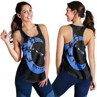 Hawaiian Map Hibiscus Turtle Polynesian Moon Racerback Tank Blue - AH Black - Polynesian Pride