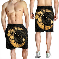 Hawaiian Map Hibiscus Turtle Polynesian Moon Men's Shorts Gold - AH - Polynesian Pride